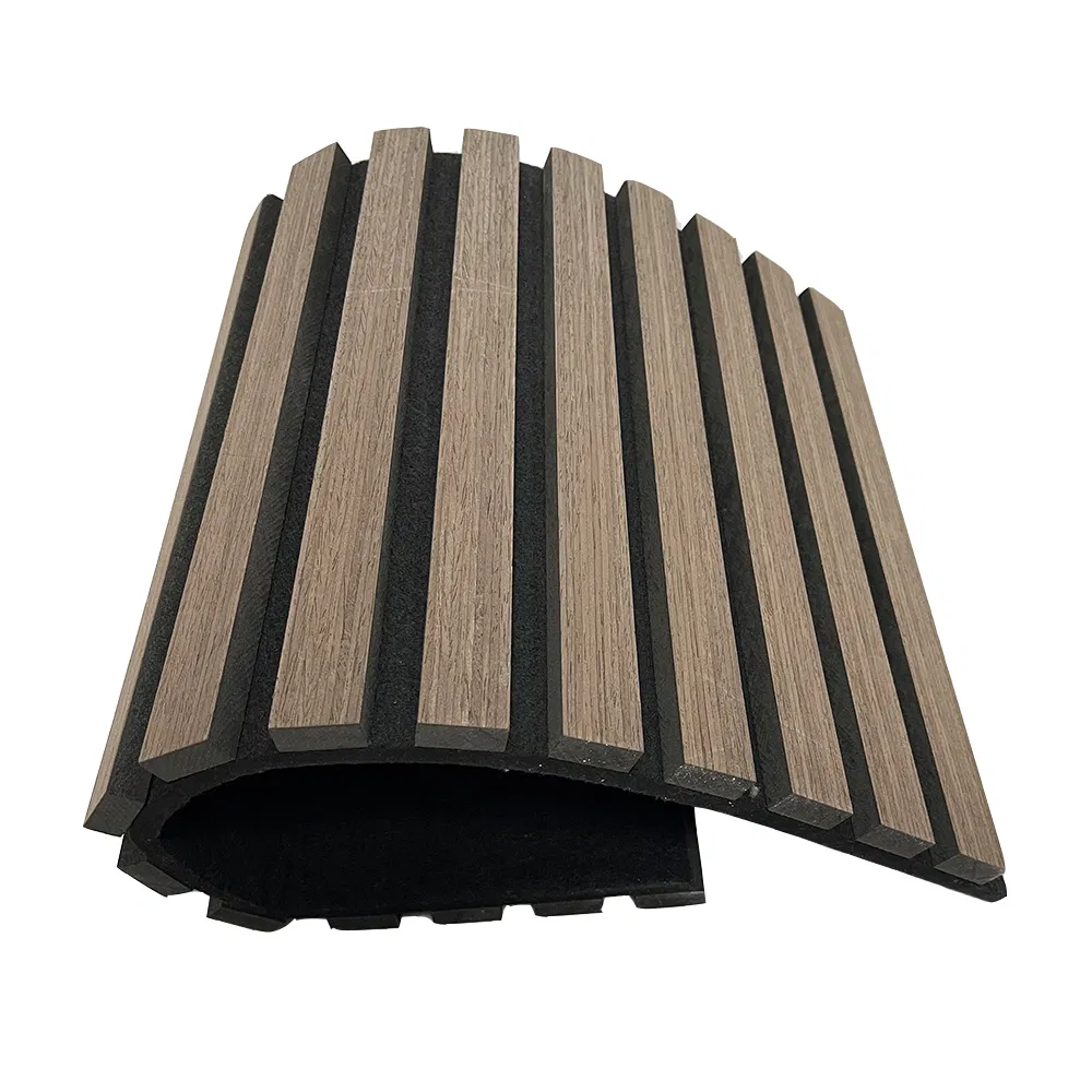 Grooved Perforated Natural Walnut Acoustic Slat Wood Wall Smoked Oak Acoustic Panel Wall Decor