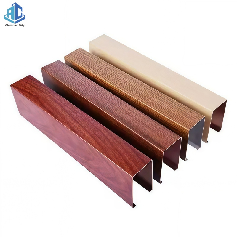 Premium Acoustic Metal Baffle Ceiling System with Wood Grain Finish