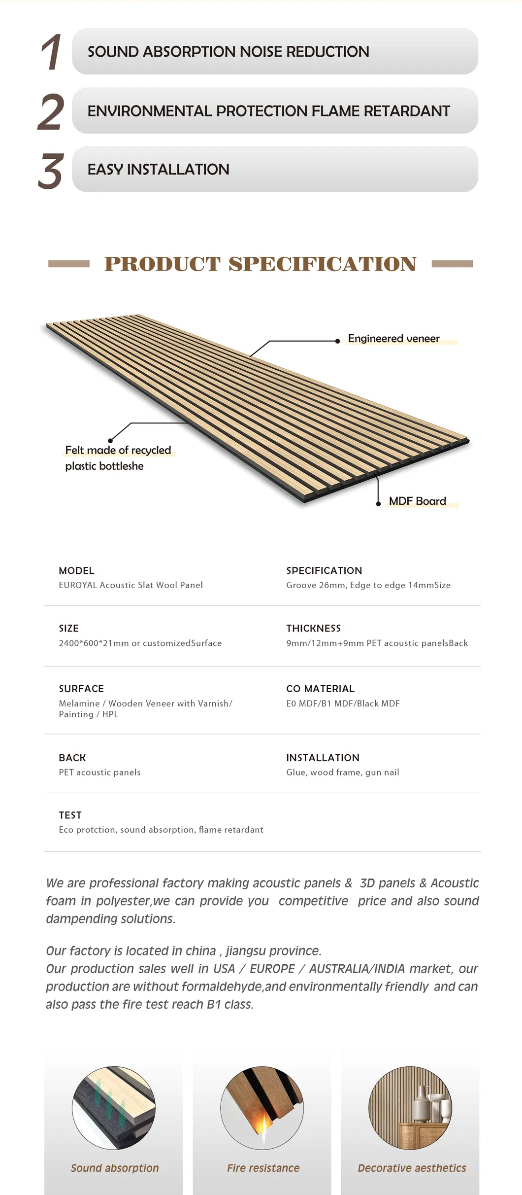Wood Slat Soundproof Panel