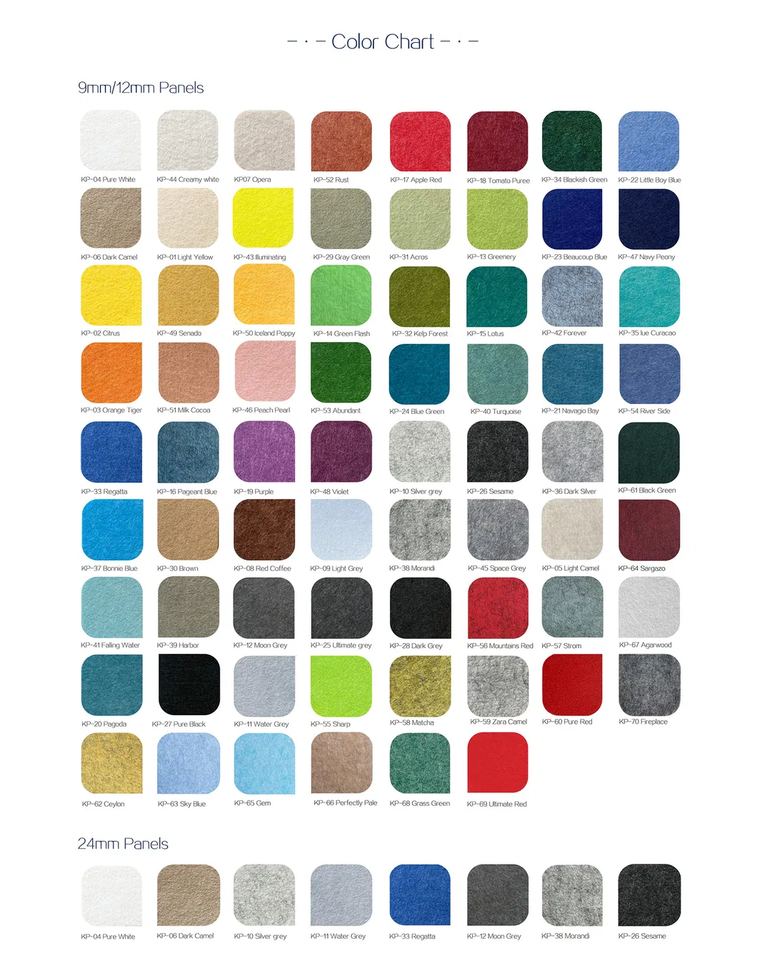 Available Color Chart