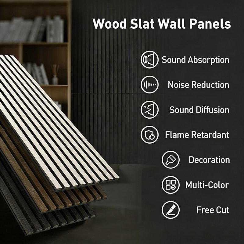 Akupanel Fireproof Beautiful 270cm Long Wood Acoustic Diffuser Wall Panels for Studio