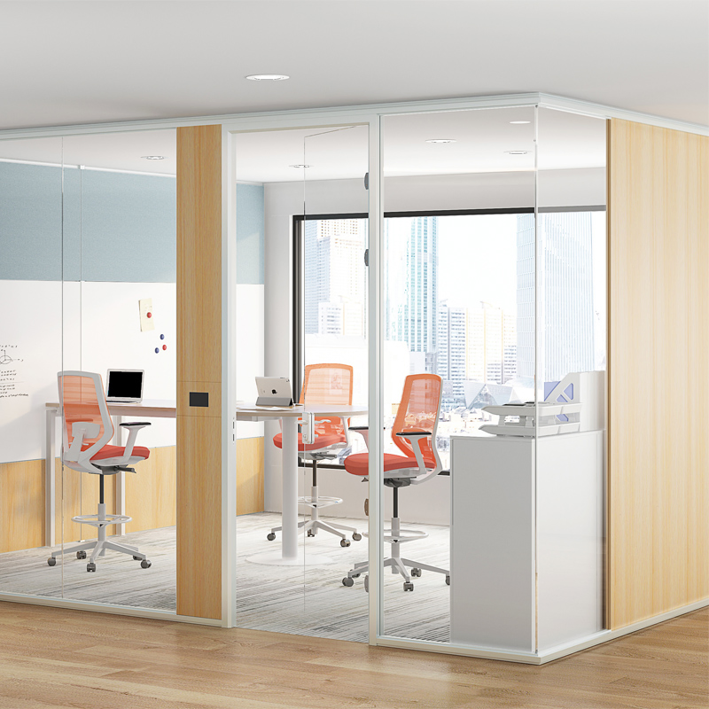 Commercial Acoustic Wall Aluminium Frame Office Partition Tempered Glass Partition