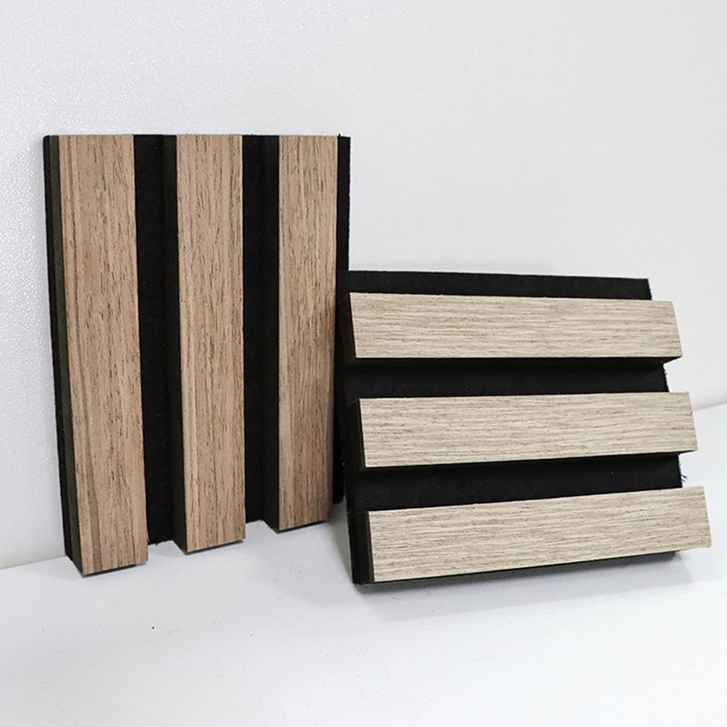 New Technology Ribbon-Shaped Wood Veneer Acoustic Slat Panels for Comfortable Home Design