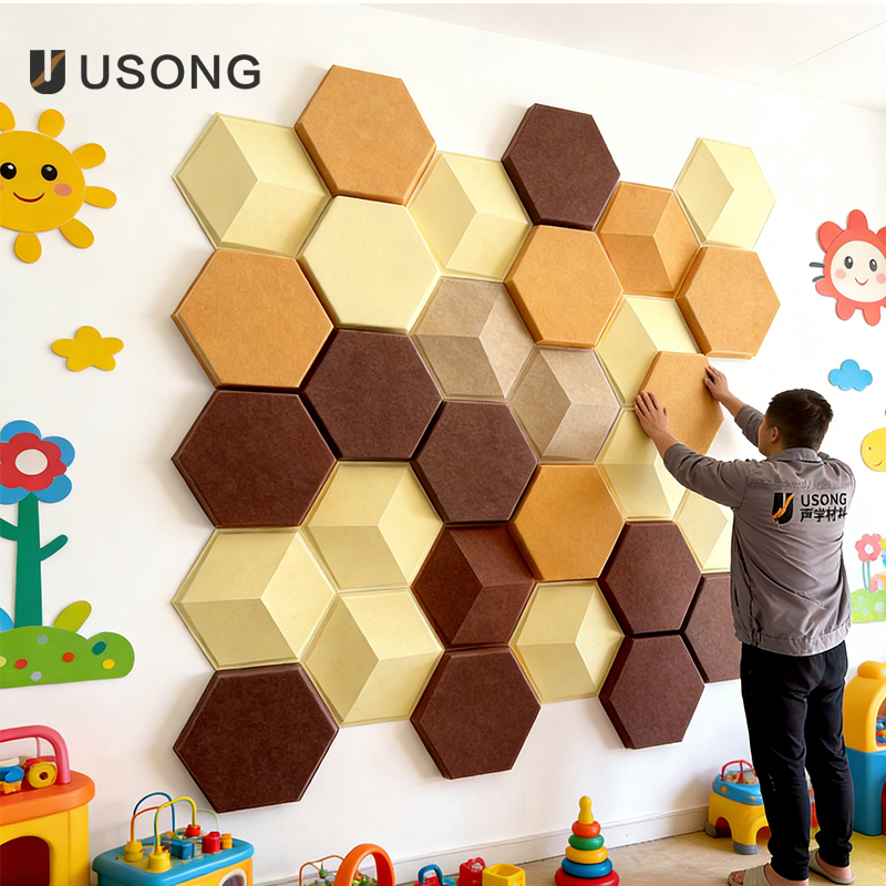 High-Density Environmentally Friendly Damping Polyester Fiber Hexagonal Sound Insulation Board