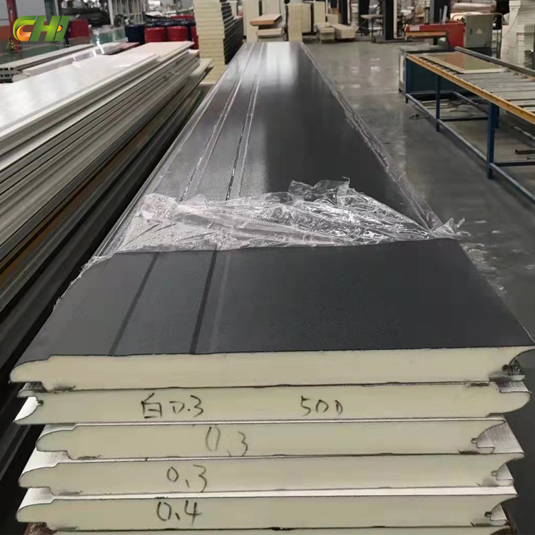 PVC Charcoal 9X7 Raised Panel Steel Flat Groove Wall Pipe Panel Wood Garage Door Press Grooved Acoustic