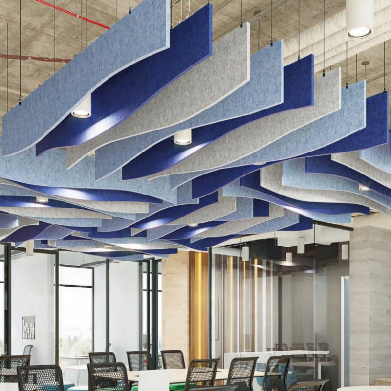 Seamless Pet Felt Acoustic Stretch Ceiling System with Integrated Sound Absorption Backing Modern Minimalist Look Effective Noise Reduction