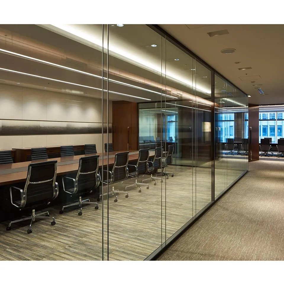 New Design Clear Tempered Glass Acoustic Office Partition Room Division Kitchen Separation Wall