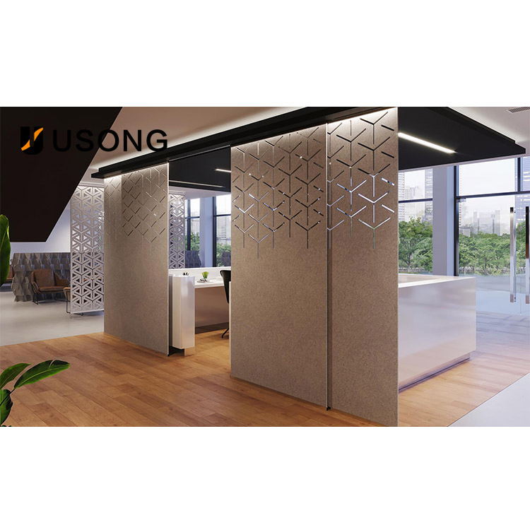 Custom Pattern High Quality Pet Felt Acoustic Office Hanging Mobile Screen Partition