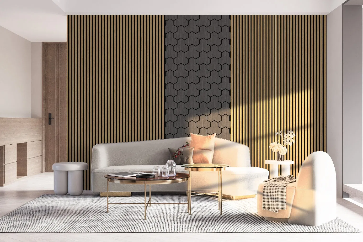 Customized Grille Wood Strip Anti-Collision Insulation Board Sound Insulation Board