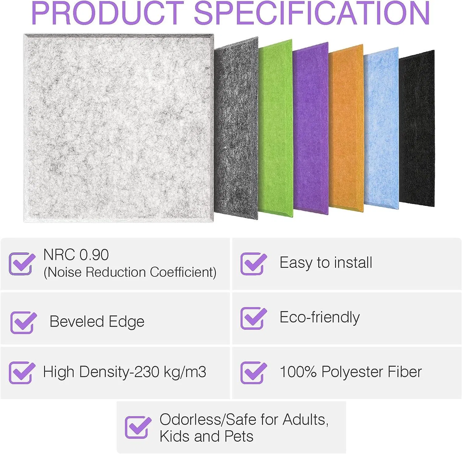 Indoor Decorative Soundproof Wall Acoustic Panels Sound Absorbing Foam Polyester Acoustic Panel