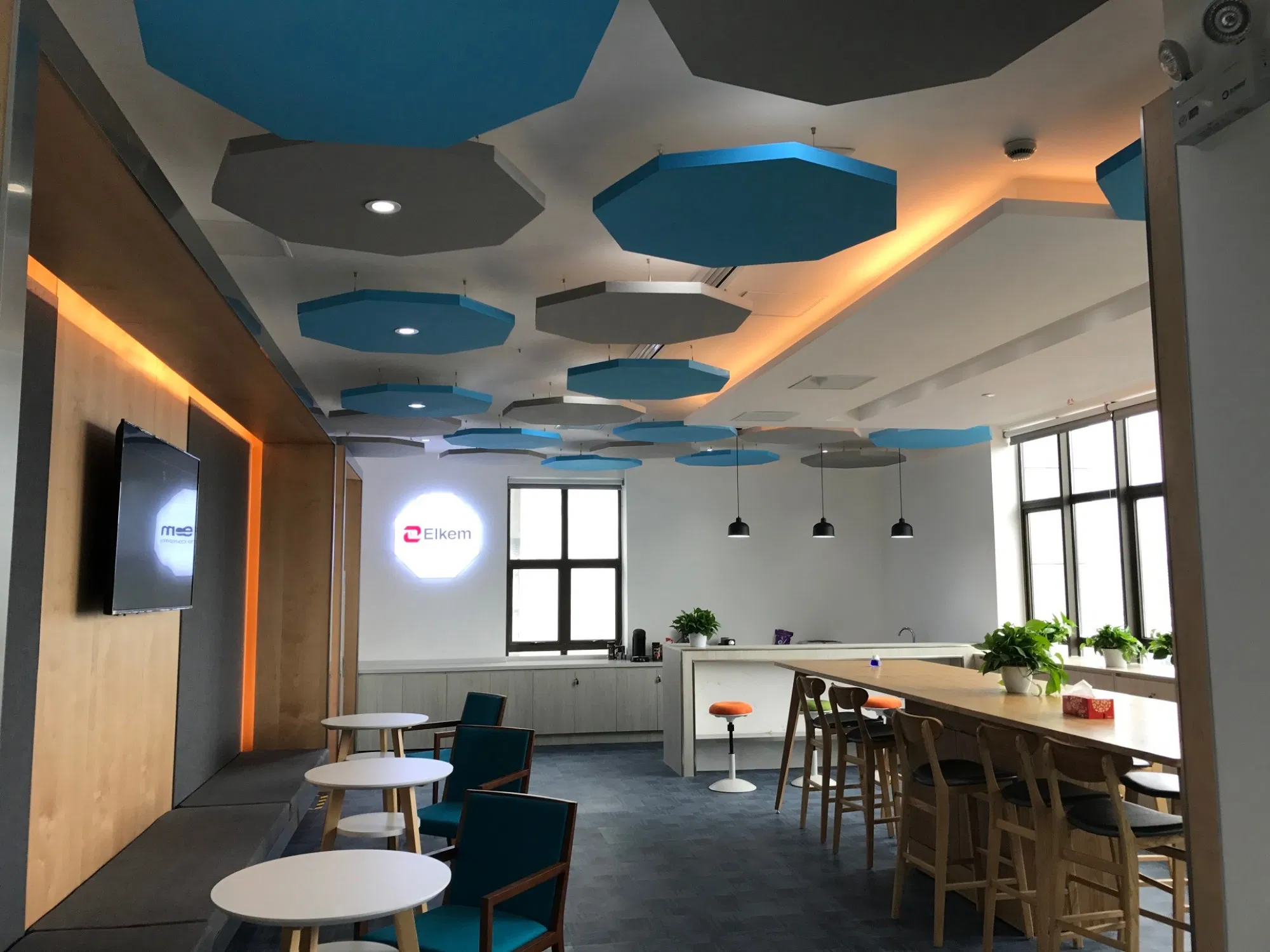 Suspended Ceiling Panels Thickness 40mm Acoustic Sound Absorbing Cloud Boards Hanging System for Office