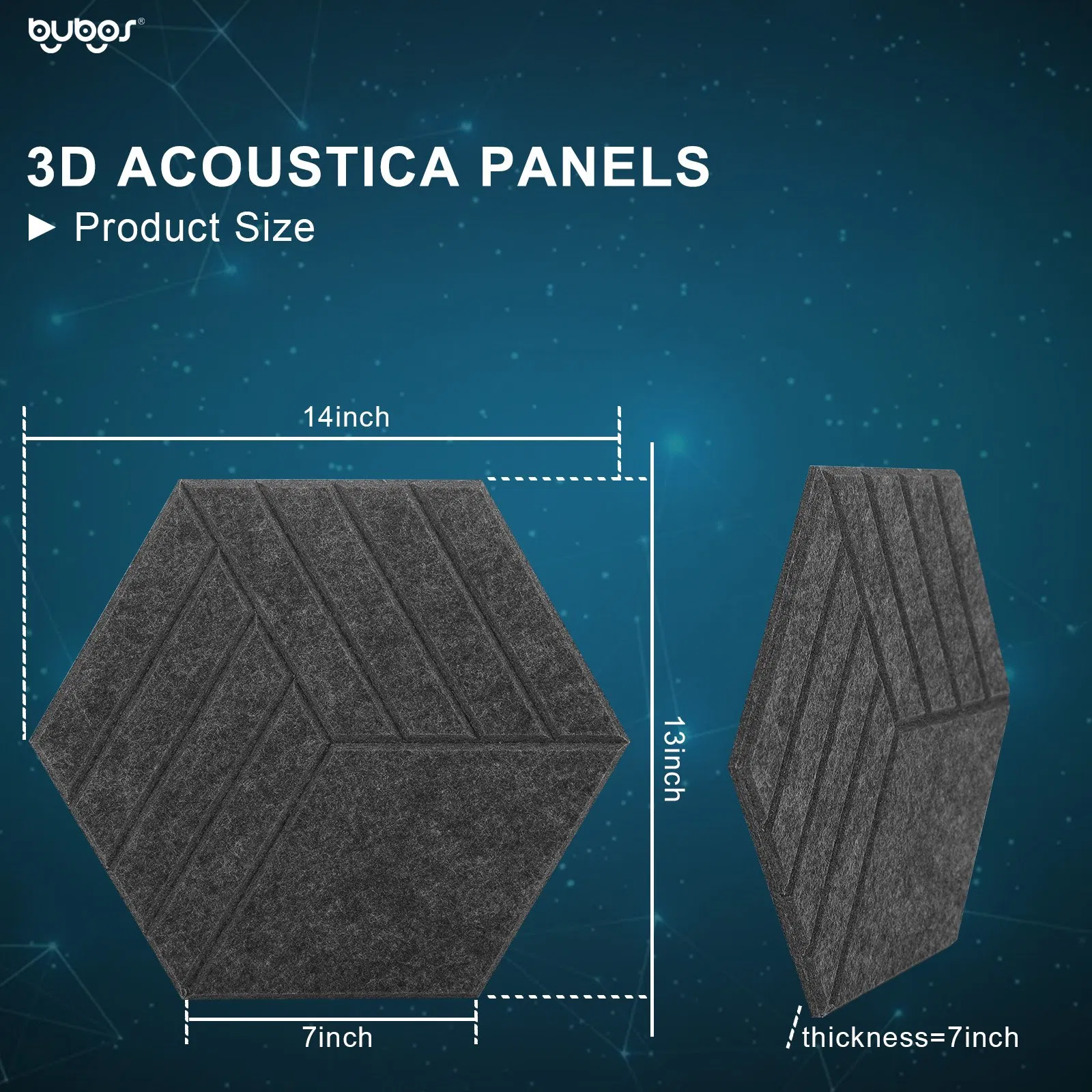 Bubos Eco Friendly Soundproof Polyester Fiber Carved Acoustic Panels 3D Hexagon Panel
