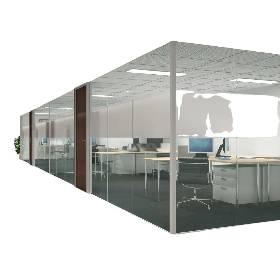 Acoustic Tempered Glazed Room Office Divider Wall Partition Cubicles