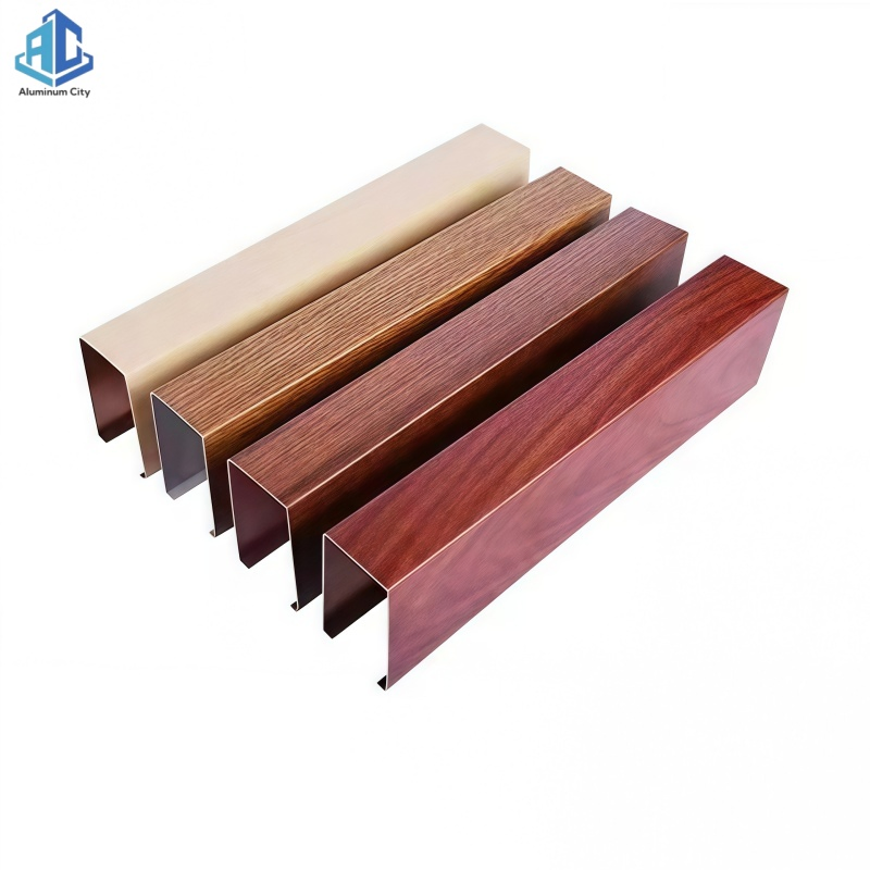 Premium Acoustic Metal Baffle Ceiling System with Wood Grain Finish