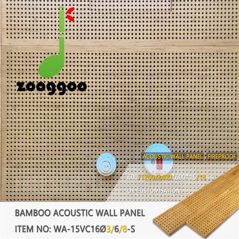 Eco-Friendly Easy Install Fireproof Bamboo Wall Panels Perforated Acoustic Soundproof Wall Panel