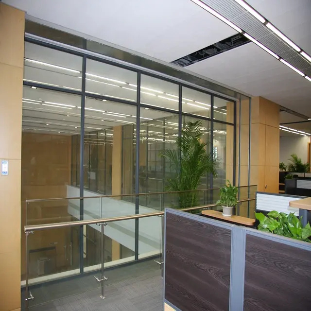 Acoustic Modular Clear Tempered Singel Double Glazed with MDF Chip Board Partition Wall for Office