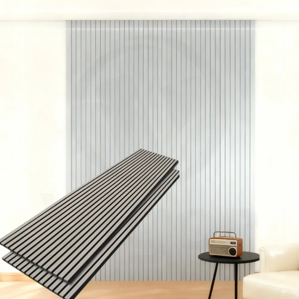 Dark Oak Veneer Akupanel Wooden Slats Wall Diffuser Portable Soundproofing Acoustic Slat Panel