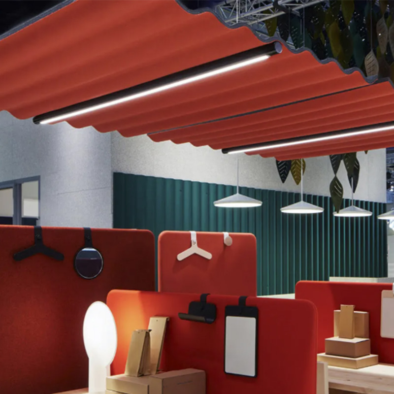 Decorative Insulating Wave Baffle Felt Polyester Fiber Sound Insulation Wall Curved Pet Ceiling Sound Insulation Board