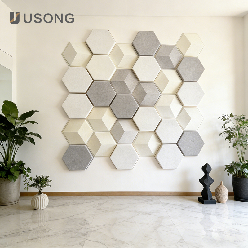 High-Density Environmentally Friendly Damping Polyester Fiber Hexagonal Sound Insulation Board