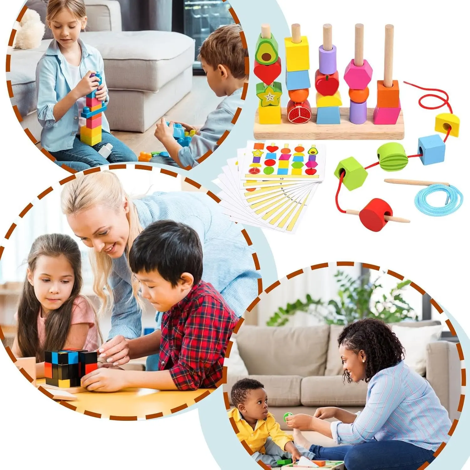 OEM Montessori Wooden Sorting Stacking Toys Color Recognition Shape Sorter DIY Educational Beads Fruit Blocks Cards Manufacturers, Factory