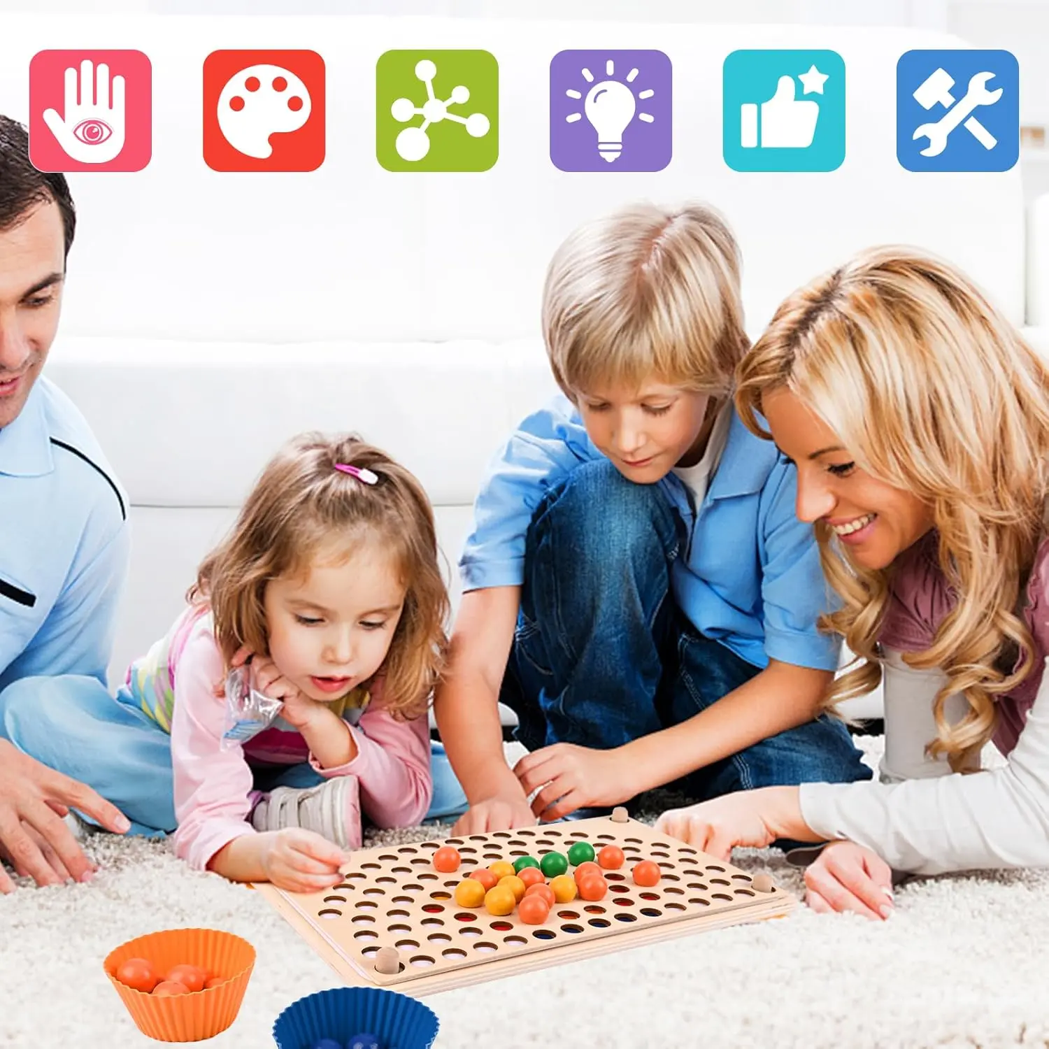 OEM Montessori Clip Beads Board Game Rainbow Puzzle Educational Toy Manufacturers, Supplier