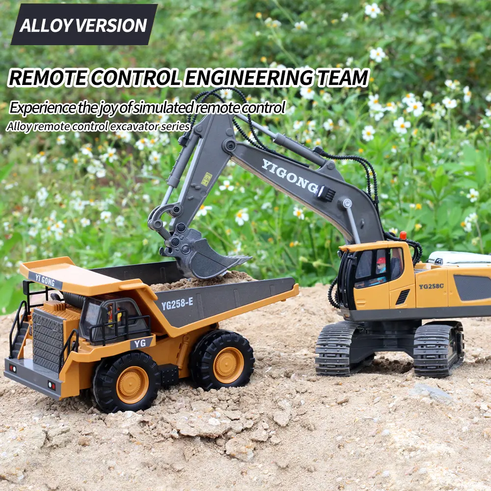 Cheap New 1/20 Scale Alloy Excavator Toy Model RC Car Metal Die Casting Construction Engineering Toy 2.4GHz Manufacturers, Factory