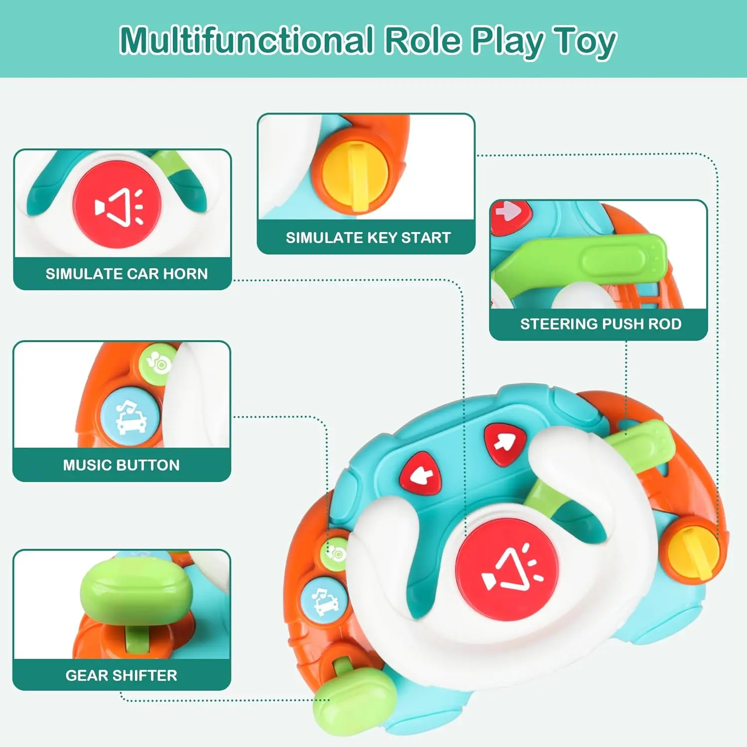 OEM Montessori Steering Wheel Baby Musical Sensory Toy Lights Sound Learning Infant Educational Play Manufacturer, Factories