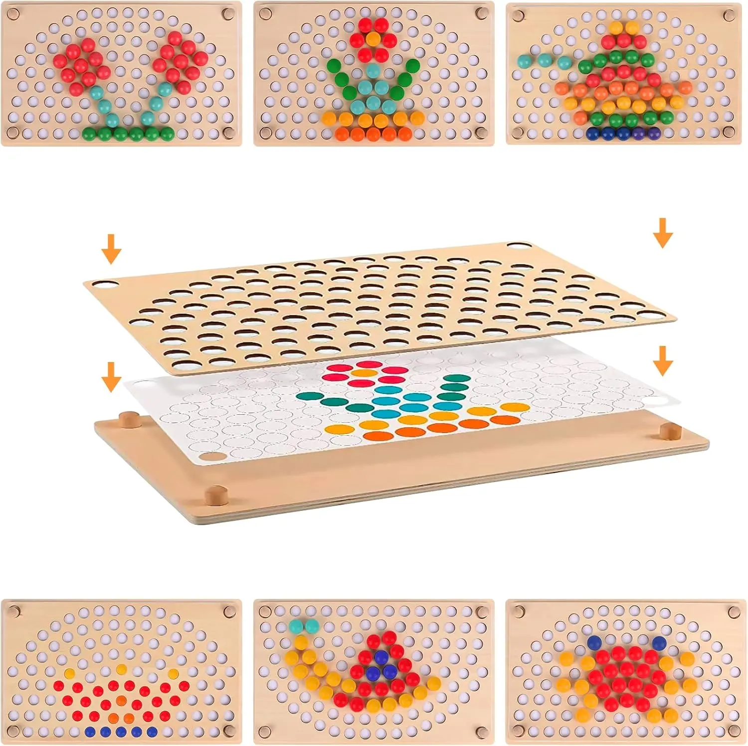OEM Montessori Clip Beads Board Game Rainbow Puzzle Educational Toy Manufacturers, Supplier