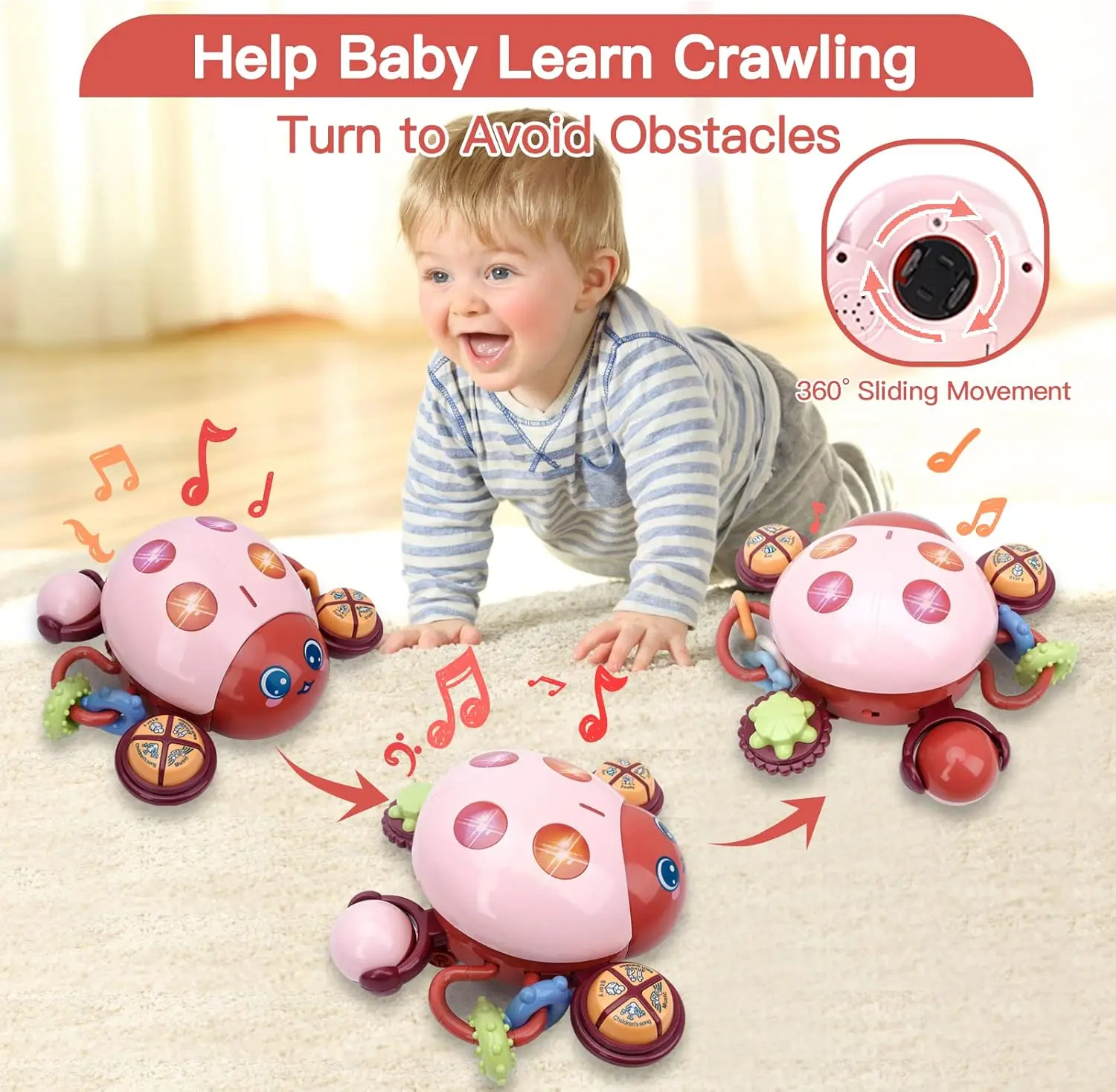 Cheap Baby Musical Toys Ladybug Crawling Infant Developmental Learning Toy Suppliers, Factory