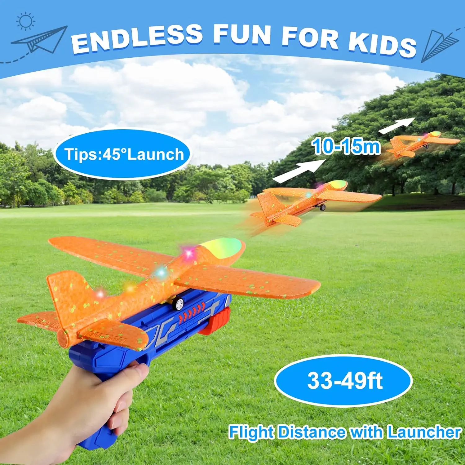 Cheap 2 Pack LED Foam Glider Airplane Toys for Boys Girls Outdoor Flying Catapult Plane Birthday Gift Manufacturers, Factories