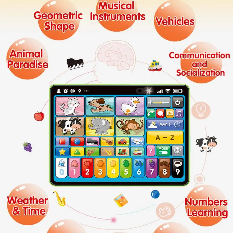 Cheap Children Early Learning English Tablet Toy with Touch and Voice Educational Machine Supplier, Factories