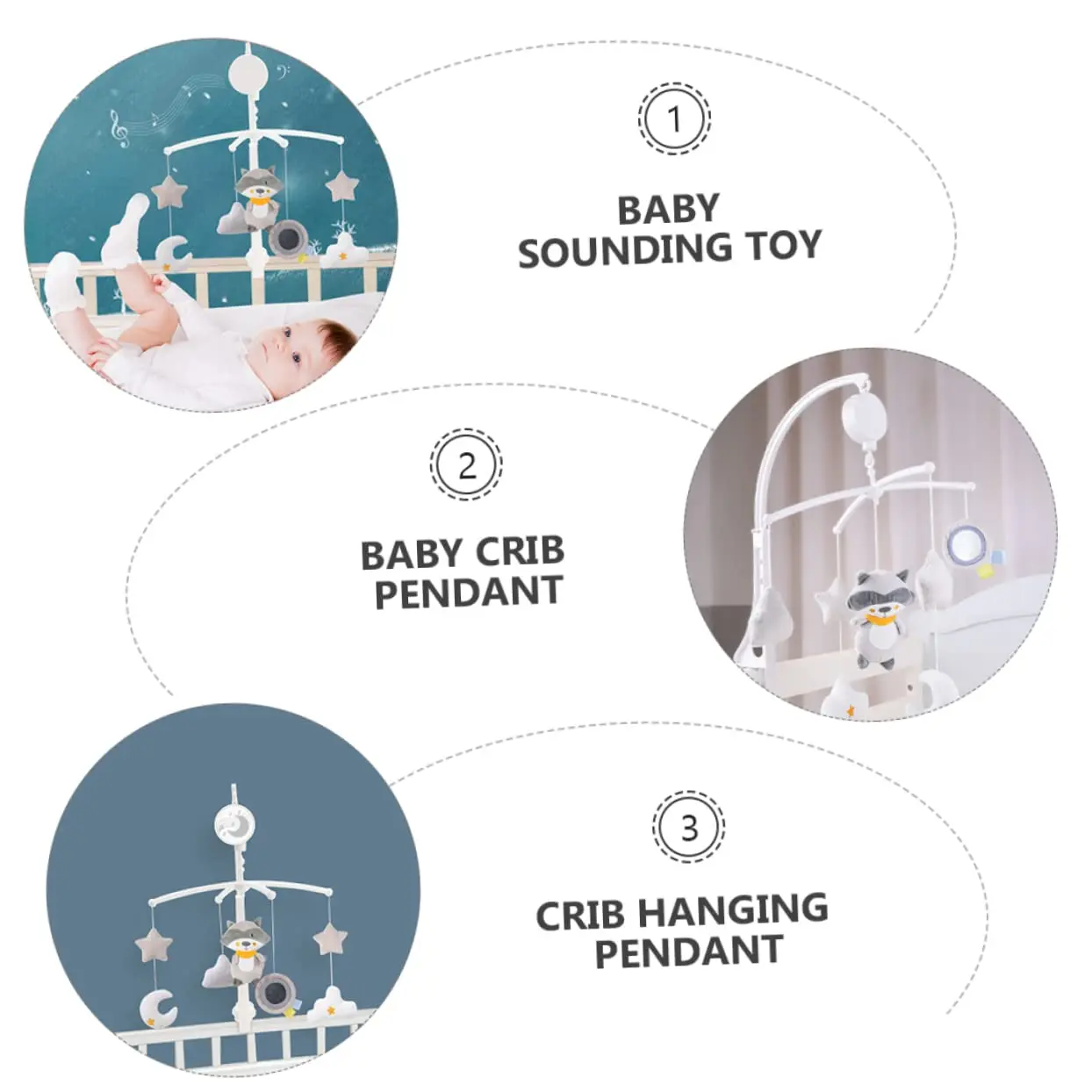 Cheap Raccoon Crib Wind Chime Musical Toy Soothing Nursery Hanging Decor Suppliers, Factory