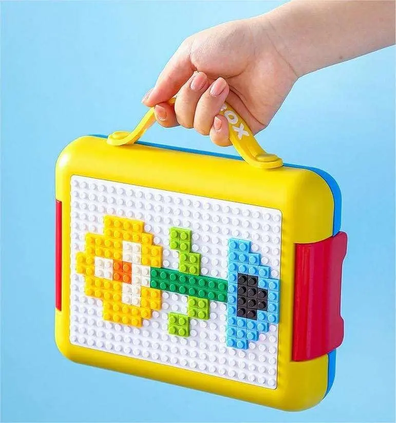 Cheap Portable DIY Building Block Lunch Box Pixel Pattern Leak Proof Bento Box for Children Students(Red Blue) Manufacturers, Suppliers
