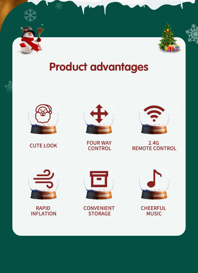 Remote Control Inflatable Santa Claus Car Toys With Music & 360° Christmas Toys Detail 1