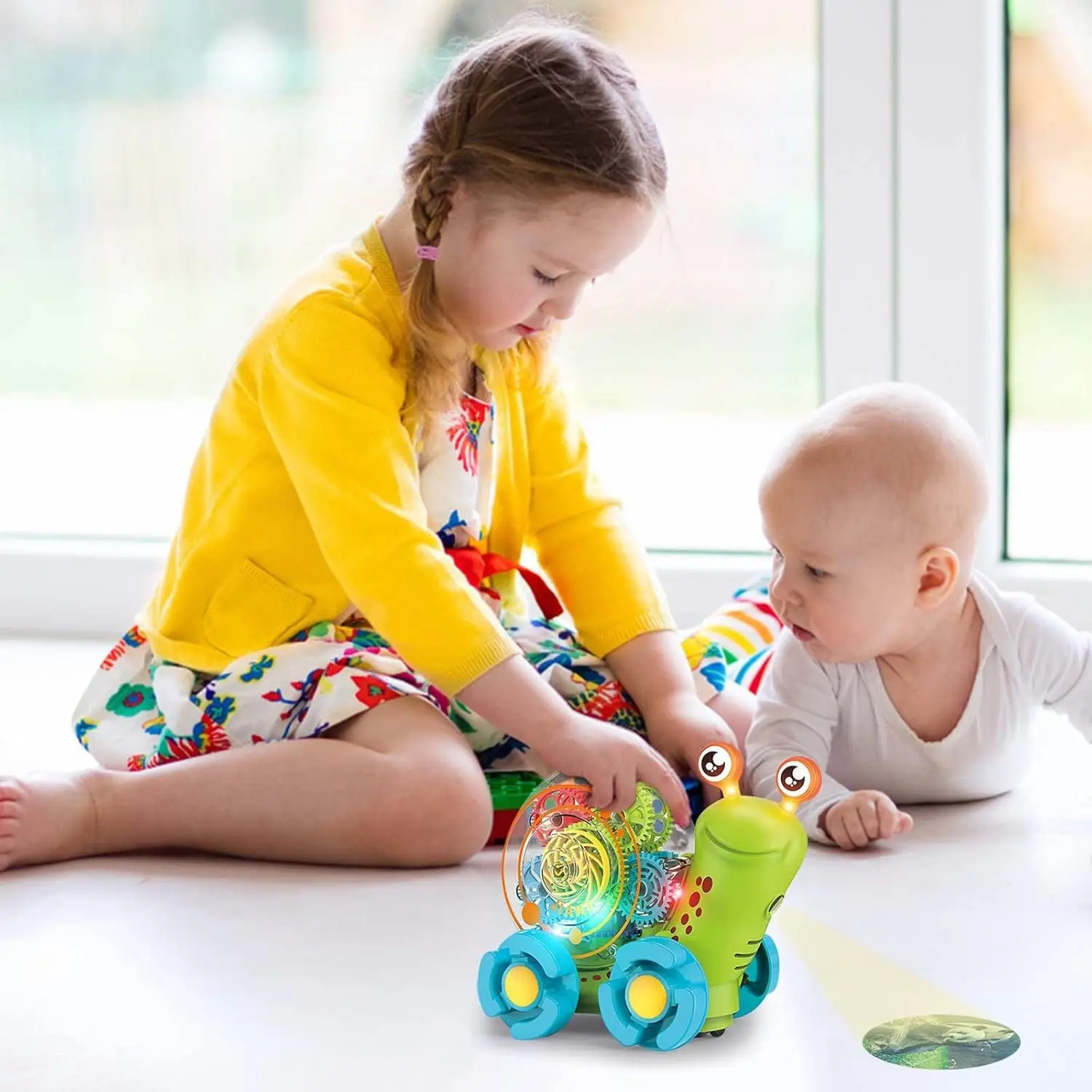 Cheap Pull String Snail Car Baby Sensory Toy Music Light Projection Supplier, Factory