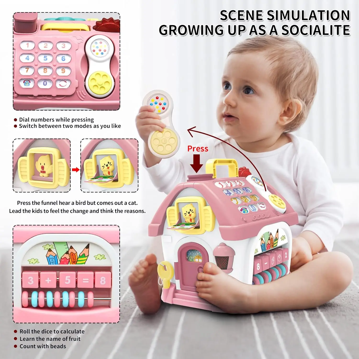 OEM Montessori 8-in-1 Musical Learning House Toy – Educational Gifts for 1-2 Year Old Girls Manufacturers, Supplier