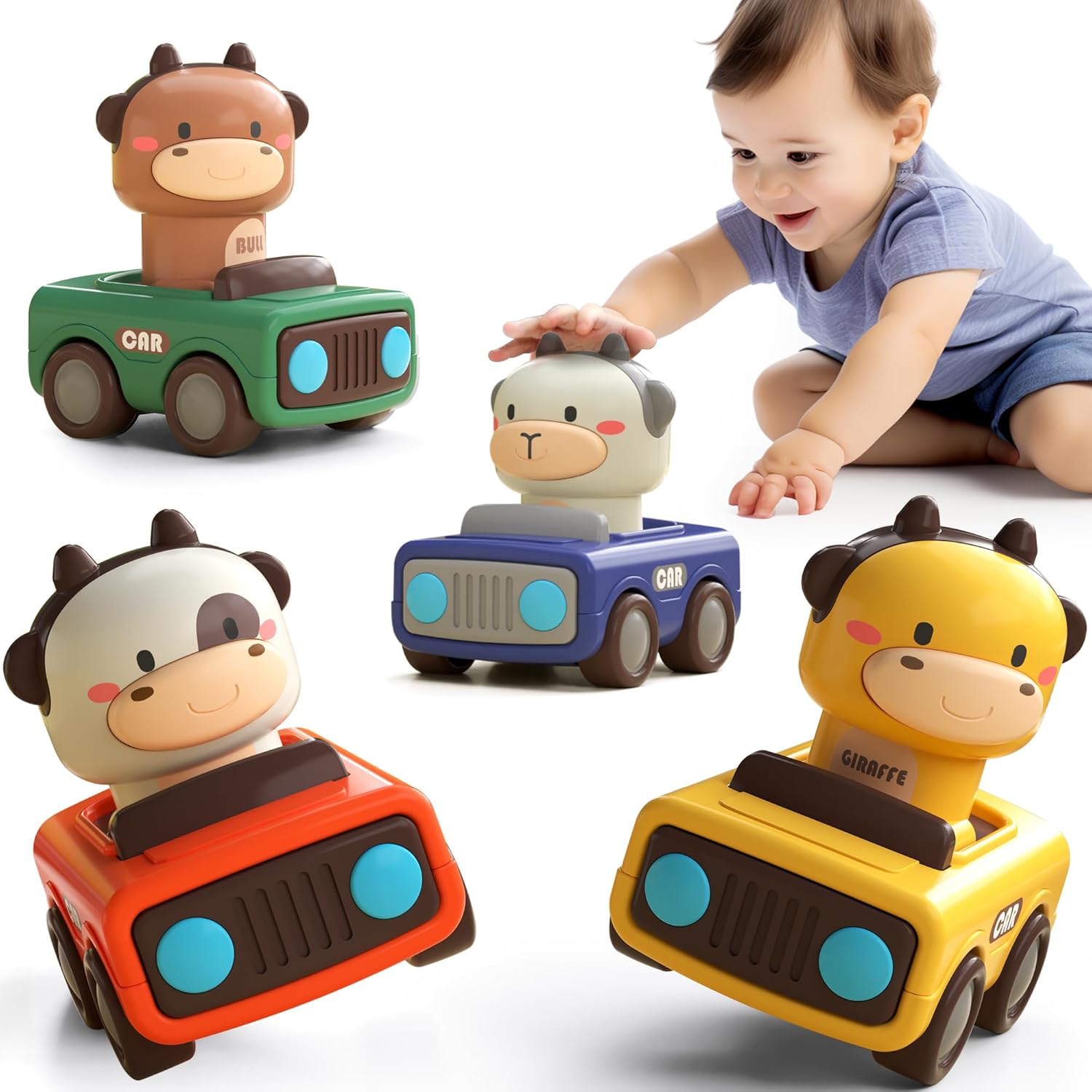 Cartoon Animal Plastic Press and Go Toy