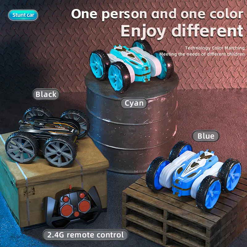 Cheap 2.4G Four Wheel 360 Degree Rotation Flip Light Function Kids Stunt Car Toy Manufacturers, Supplier