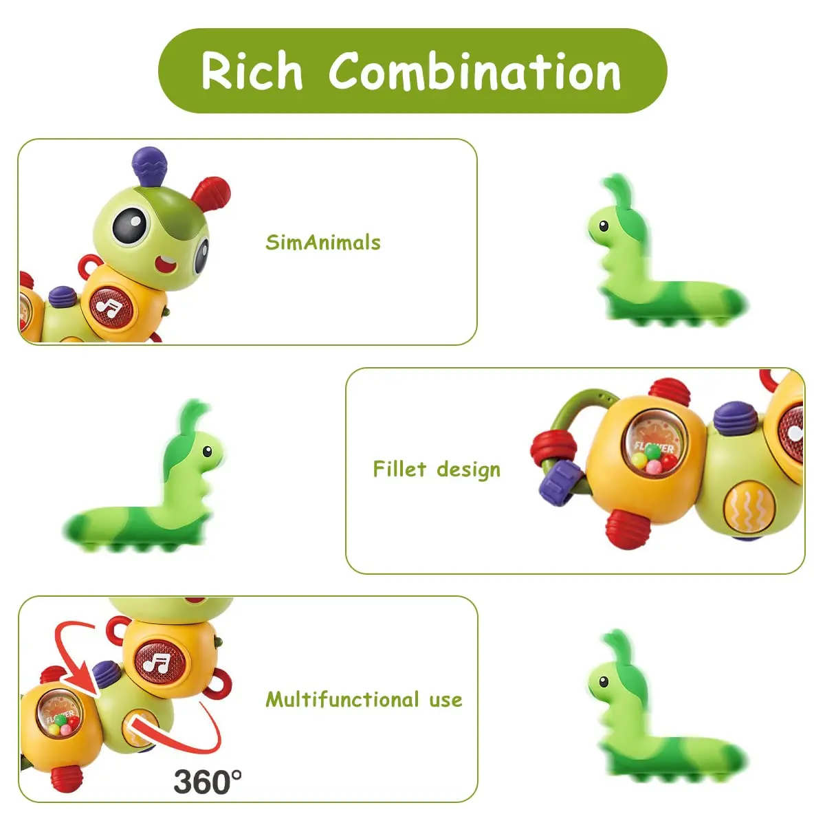 Cheap Cute Caterpillar Sound Light Musical Sensory Moving Toys Suppliers, Factories