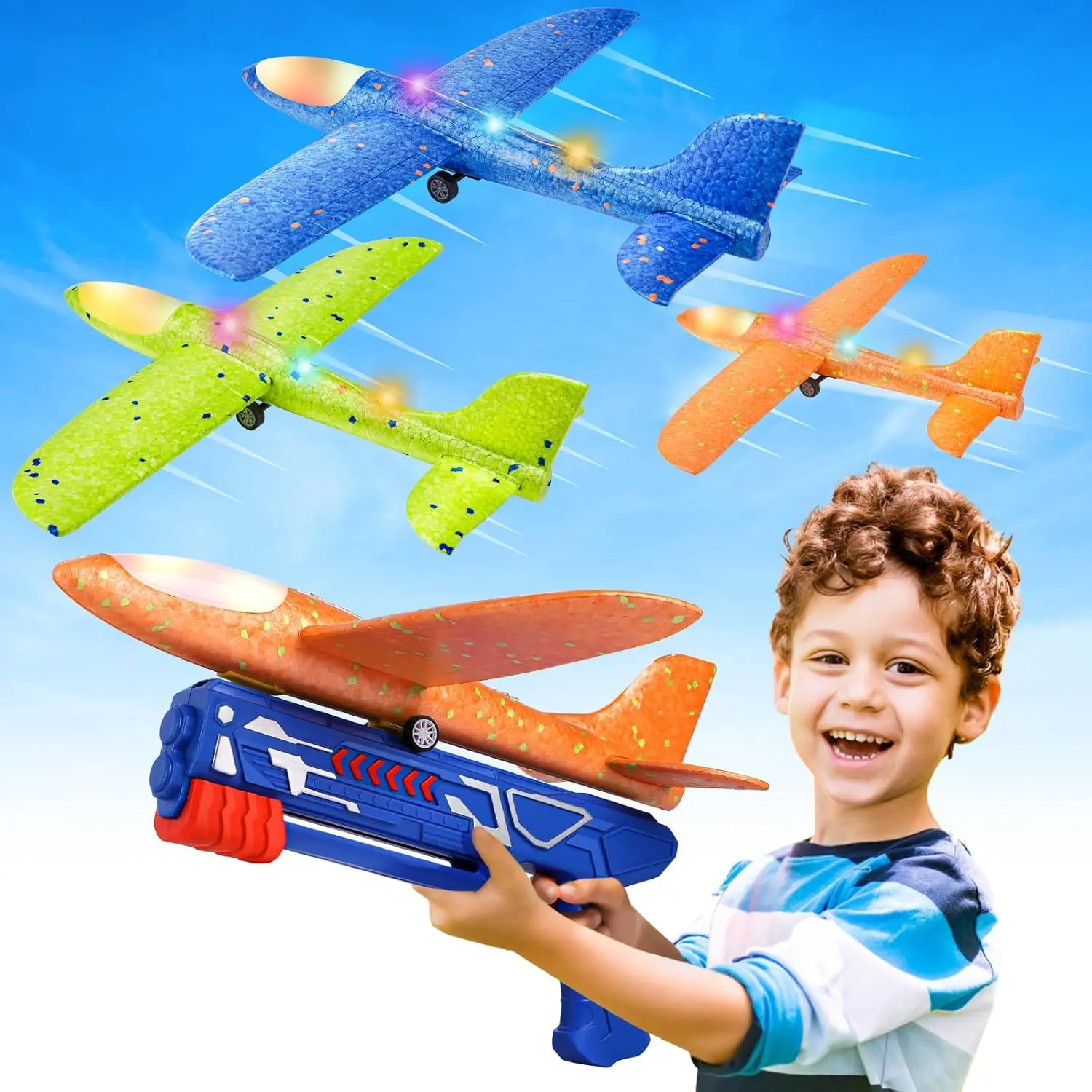 Cheap 2 Pack LED Foam Glider Airplane Toys for Boys Girls Outdoor Flying Catapult Plane Birthday Gift Manufacturers, Factories