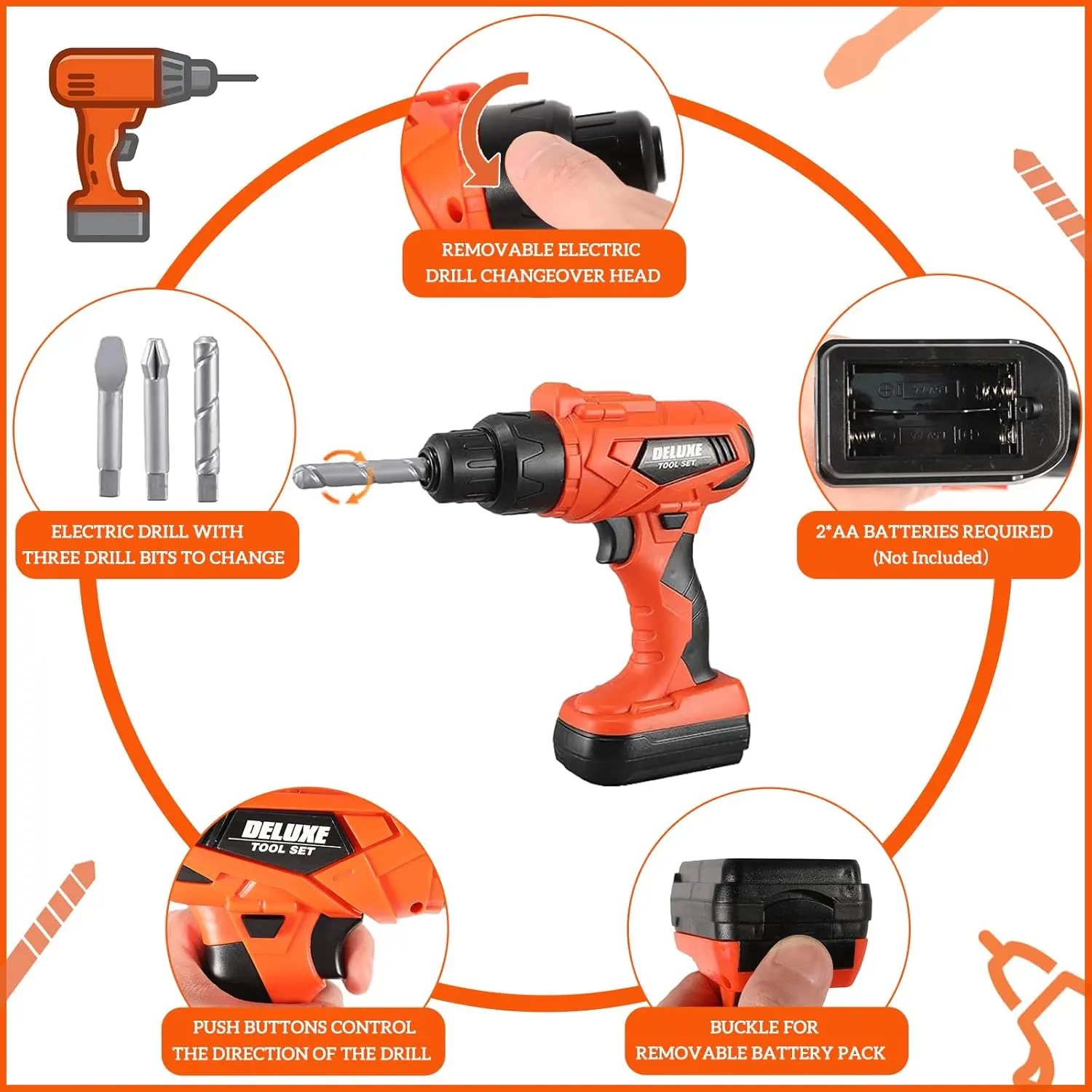 Cheap Kids Tool Set Construction Toys Pretend Play Electronic Drill Toolbox Supplier, Factories