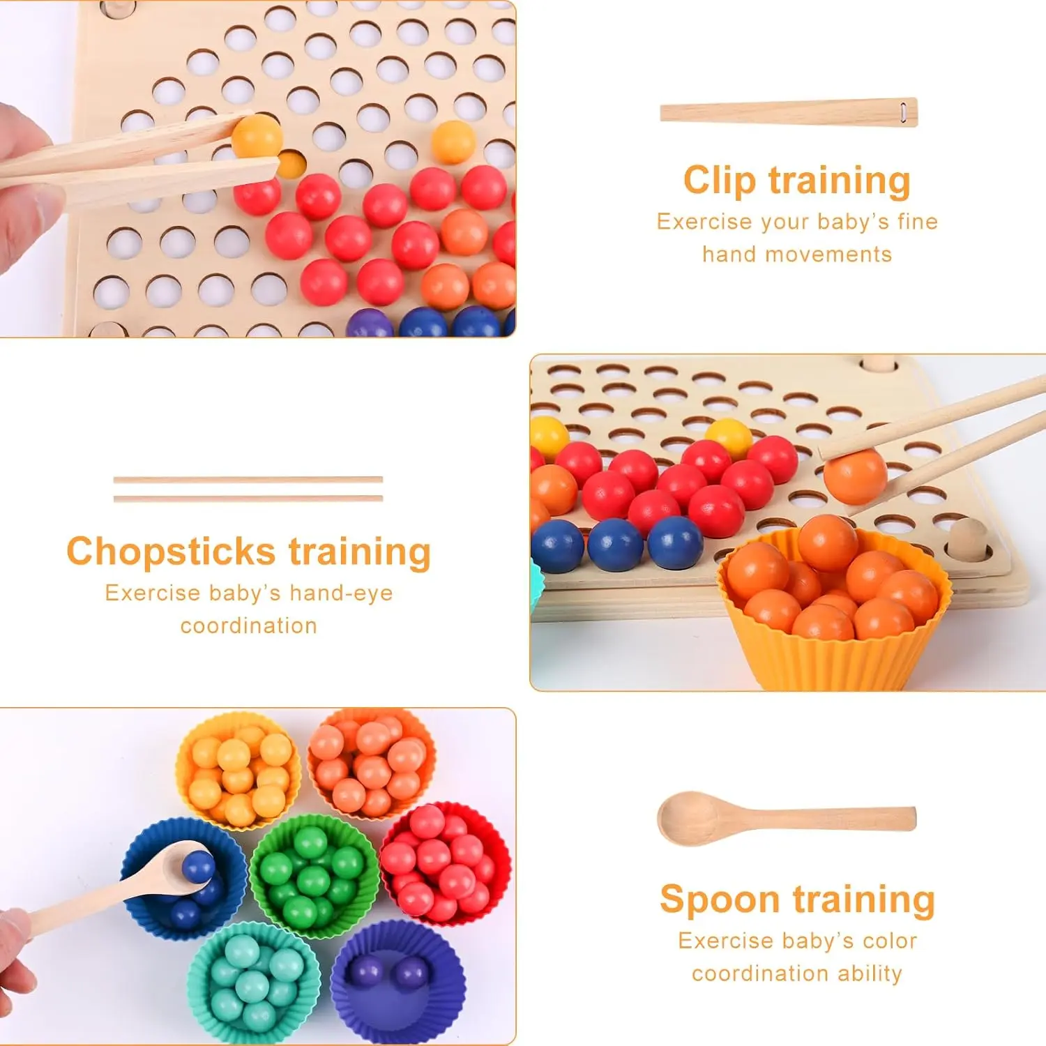 OEM Montessori Clip Beads Board Game Rainbow Puzzle Educational Toy Manufacturers, Supplier