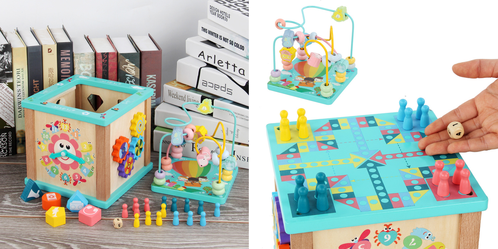 Montessori wooden activity cube extra feature