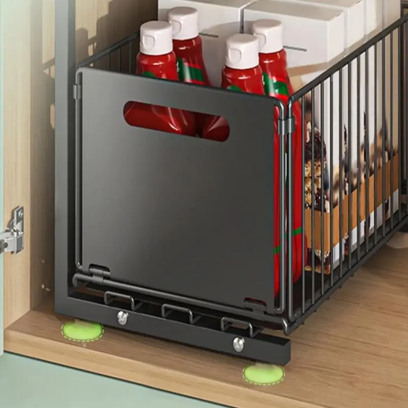 Cheap Adjustable 2-Tier Metal Kitchen Storage Rack Pull-Out Under Sink Basket Holder Manufacturers, Suppliers