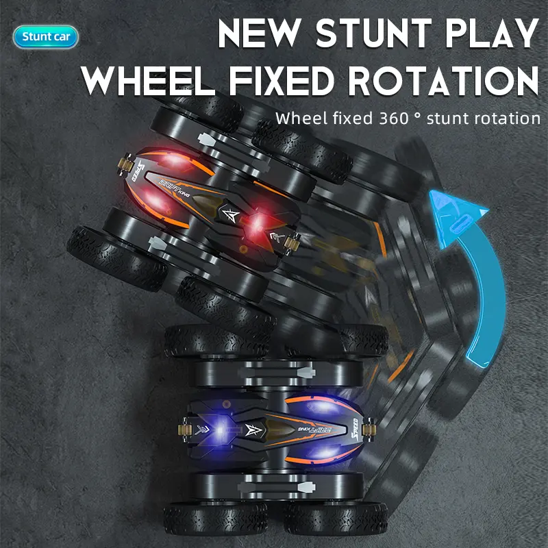 Cheap 2.4G Four Wheel 360 Degree Rotation Flip Light Function Kids Stunt Car Toy Manufacturers, Supplier