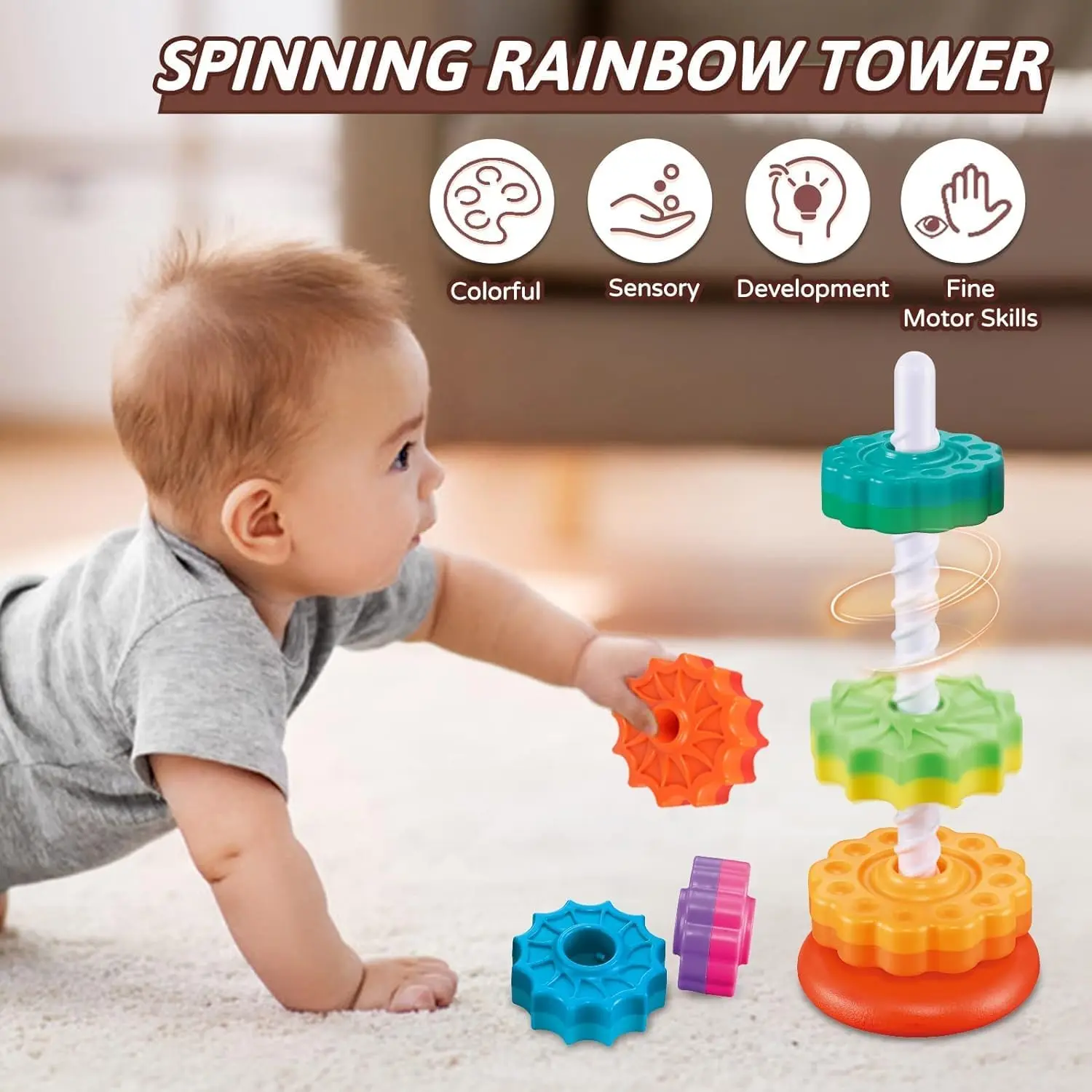 OEM Baby Spinning Stacking Montessori Toys for Toddlers Sensory Learning Manufacturer, Factory