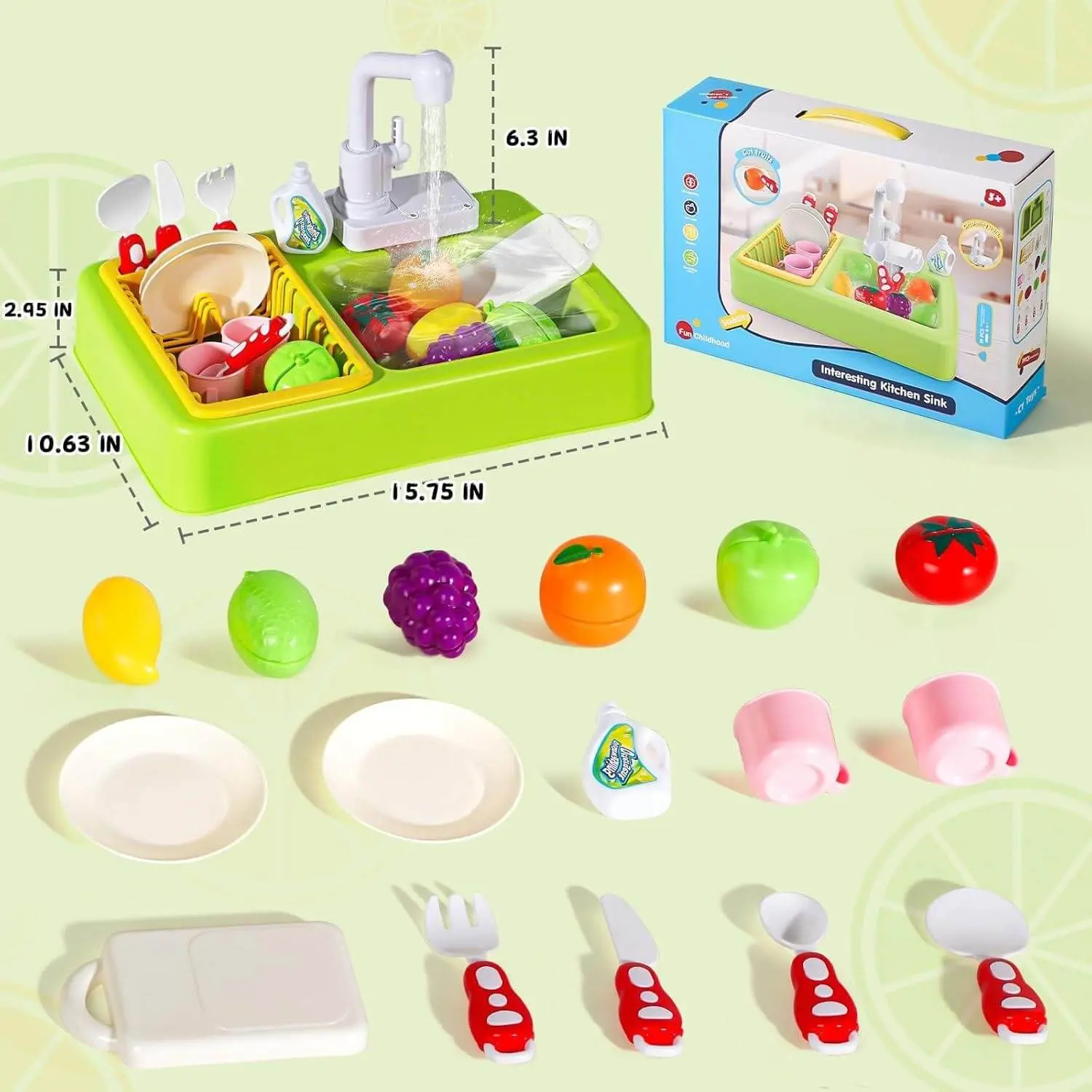 OEM Kitchen Sink Toys Running Water Kids Play Kitchen Accessories Automatic Circulation Tableware Vegetable Fruit Fishing Game Manufacturers, Suppliers