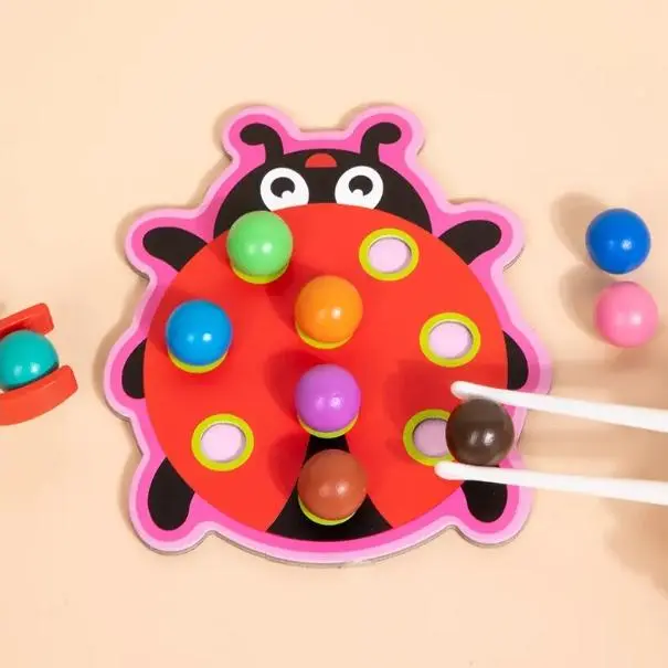 Cheap Preschool Educational Toy Sorting Color Cognition Game Wooden Clip Beads Sensory Matching Puzzle Teaching Aids Manufacturer, Factory