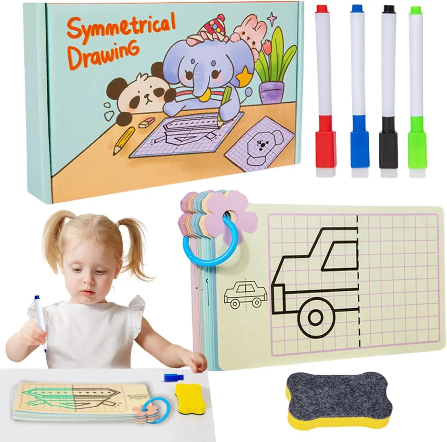 Cheap Puzzle Toy Lattice Symmetrical Drawing Card Graphics Puzzle Toys Tracing Painting Cards Kindergarten Teaching Aids Manufacturer, Suppliers