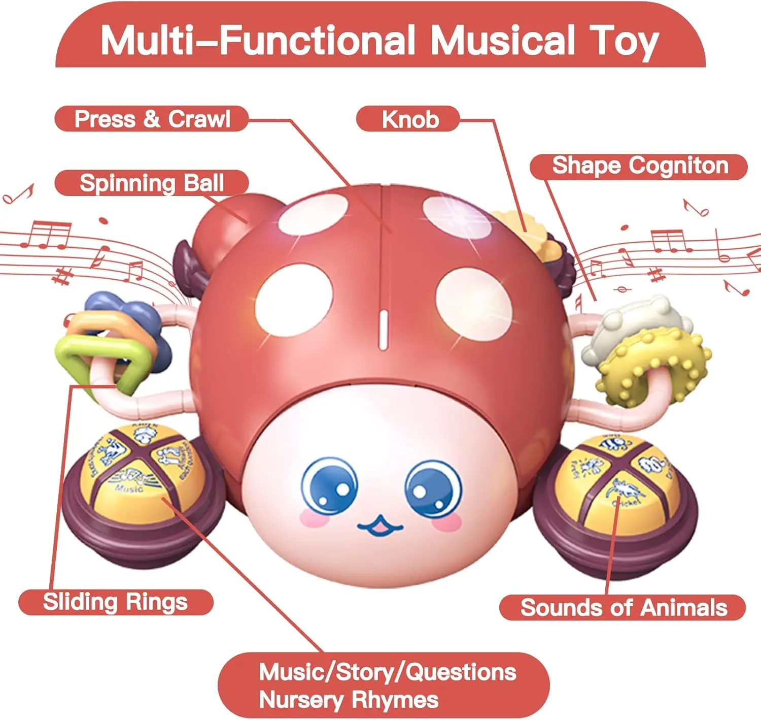 Cheap Baby Musical Toys Ladybug Crawling Infant Developmental Learning Toy Suppliers, Factory